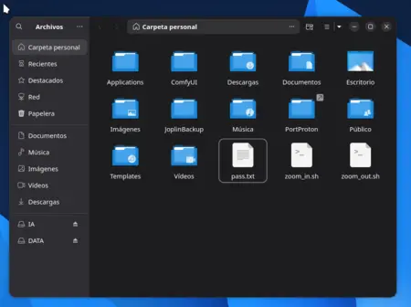 Explorador de archivos de AnduinOS