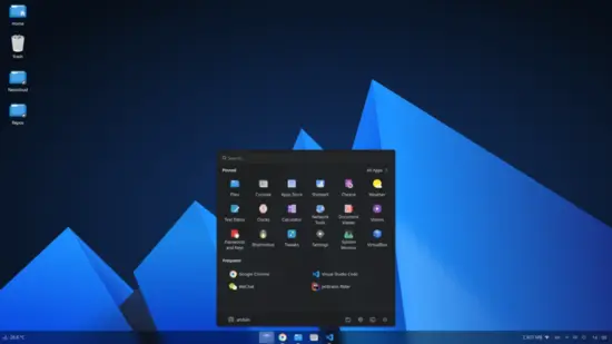 Captura de pantalla del escritorio de AnduinOS
